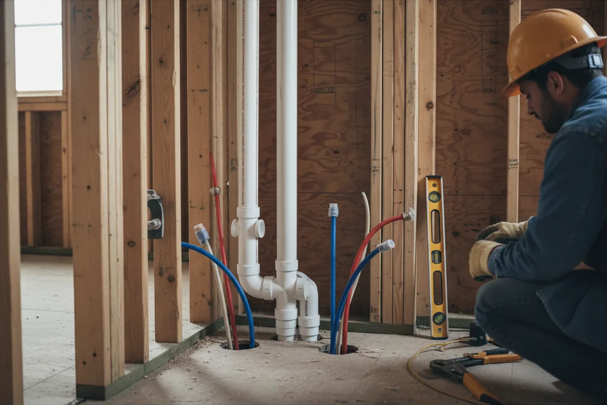 Drain and supply rough-in during Drain Cleaning in Roduco